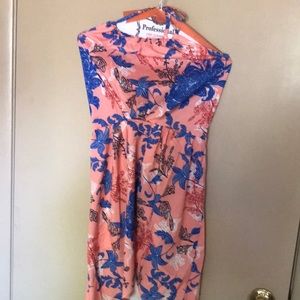 Halter peach tropical dress